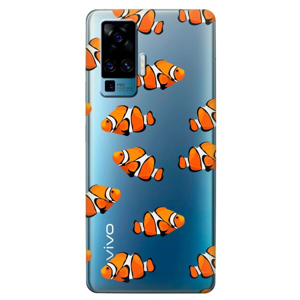 

Прозрачный силиконовый чехол iSwag для Vivo X50 Pro с рисунком - Рыбки (KS8641)