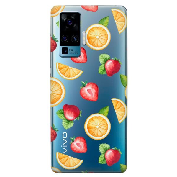 

Прозрачный силиконовый чехол iSwag для Vivo X50 Pro с рисунком - Фруктовый дизайн (KS8645)