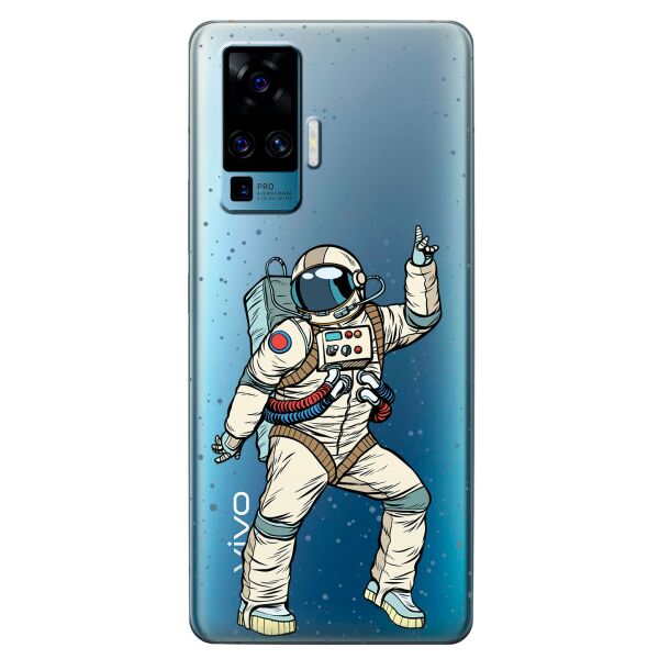 

Прозрачный силиконовый чехол iSwag для Vivo X50 Pro с рисунком - Веселый космонавт (KS8652)