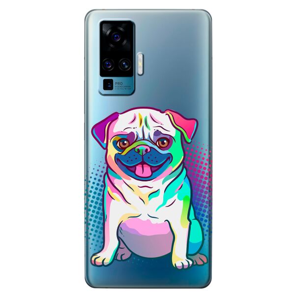 

Прозрачный силиконовый чехол iSwag для Vivo X50 Pro с рисунком - Мопс (KS8660)