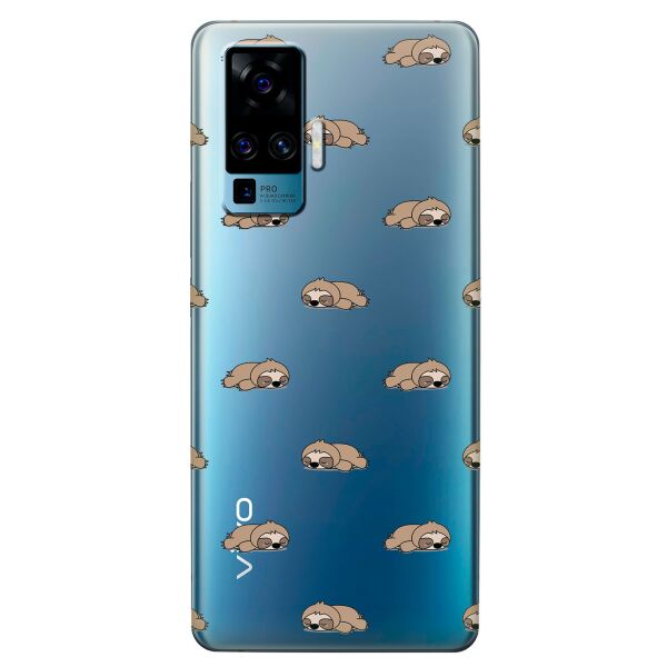 

Прозрачный силиконовый чехол iSwag для Vivo X50 Pro с рисунком - Спящие ленивцы (KS8666)