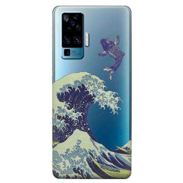 

Прозрачный силиконовый чехол iSwag для Vivo X50 Pro с рисунком - Большая волна в Канагаве (KS8675)