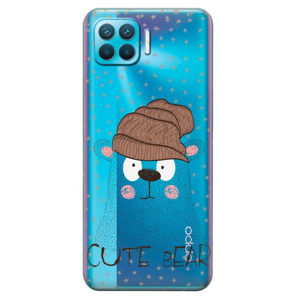 

Прозрачный силиконовый чехол iSwag для OPPO F17 Pro с рисунком - Медведь (KS8834)