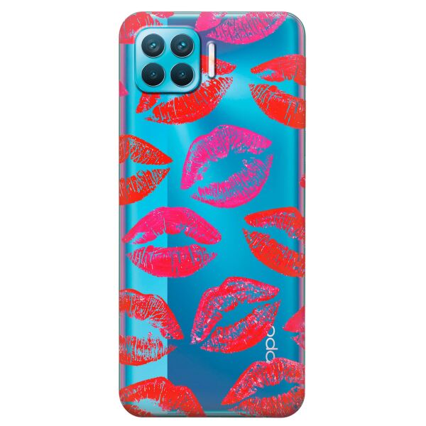 

Прозрачный силиконовый чехол iSwag для OPPO F17 Pro с рисунком - Поцелуи (KS8843)