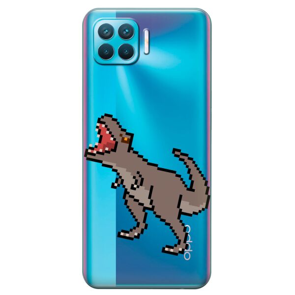 

Прозрачный силиконовый чехол iSwag для OPPO F17 Pro с рисунком - Пиксельный динозавр (KS8875)