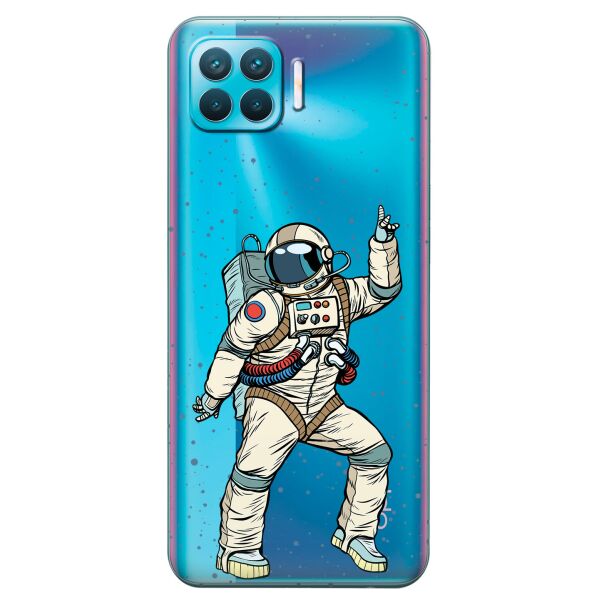 

Прозрачный силиконовый чехол iSwag для OPPO F17 Pro с рисунком - Веселый космонавт (KS8877)