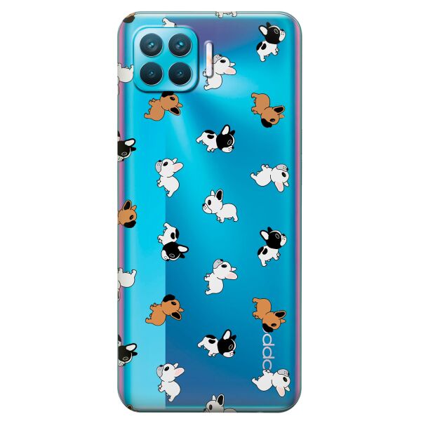 

Прозрачный силиконовый чехол iSwag для OPPO F17 Pro с рисунком - Французские бульдоги (KS8889)