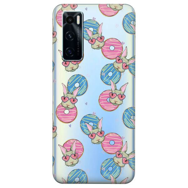 

Прозрачный силиконовый чехол iSwag для Vivo V20 SE с рисунком - Зайчики (KS8380)