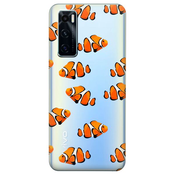 

Прозрачный силиконовый чехол iSwag для Vivo V20 SE с рисунком - Рыбки (KS8416)