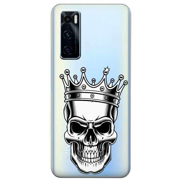 

Прозрачный силиконовый чехол iSwag для Vivo V20 SE с рисунком - Царский череп (KS8440)