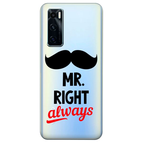 

Прозрачный силиконовый чехол iSwag для Vivo V20 SE с рисунком - Mr Right (KS8445)