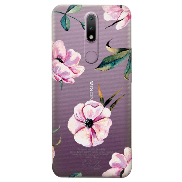 

Прозрачный силиконовый чехол iSwag для Nokia 2.4 с рисунком - Пионы (KS8233)