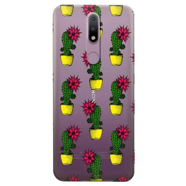 

Прозрачный силиконовый чехол iSwag для Nokia 2.4 с рисунком - Кактусы (KS8253)