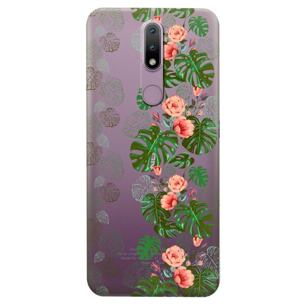 

Прозрачный силиконовый чехол iSwag для Nokia 2.4 с рисунком - Тропические листья (KS8269)