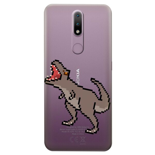 

Прозрачный силиконовый чехол iSwag для Nokia 2.4 с рисунком - Пиксельный динозавр (KS8275)