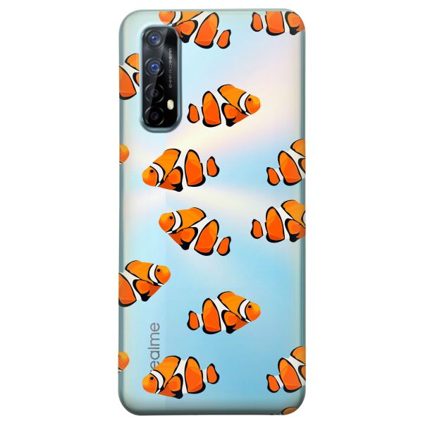 

Прозрачный силиконовый чехол iSwag для Realme 7 с рисунком - Рыбки (KS8041)