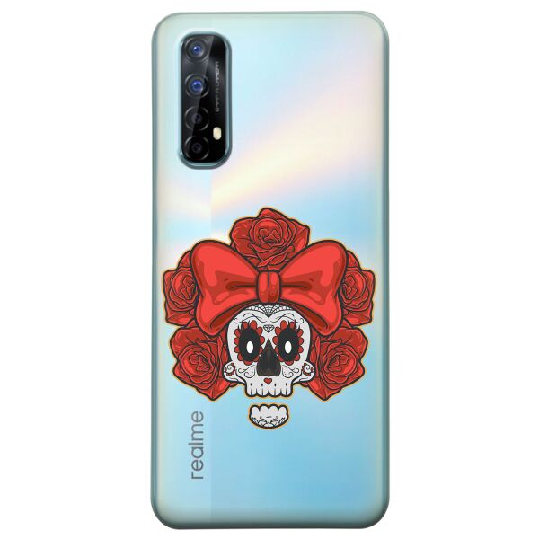 

Прозрачный силиконовый чехол iSwag для Realme 7 с рисунком - Готический череп (KS8054)