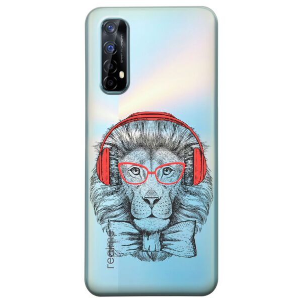 

Прозрачный силиконовый чехол iSwag для Realme 7 с рисунком - Лев (KS8057)