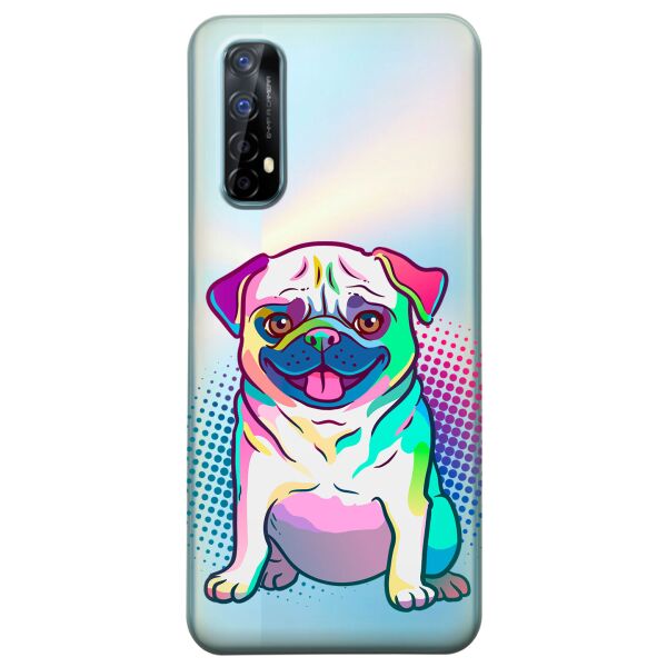 

Прозрачный силиконовый чехол iSwag для Realme 7 с рисунком - Мопс (KS8060)