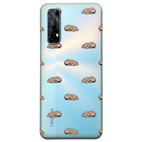 

Прозрачный силиконовый чехол iSwag для Realme 7 с рисунком - Спящие ленивцы (KS8066)