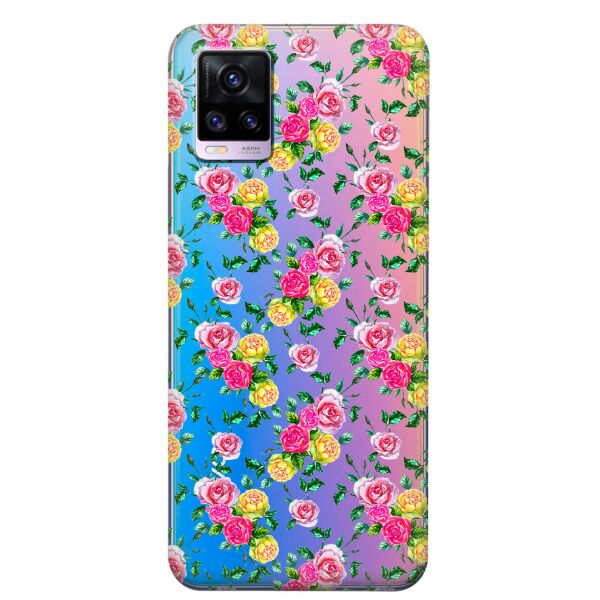 

Прозрачный силиконовый чехол iSwag для Vivo V20 с рисунком - Розы (KS8301)