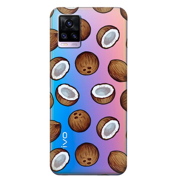 

Прозрачный силиконовый чехол iSwag для Vivo V20 с рисунком - Кокосы (KS8314)