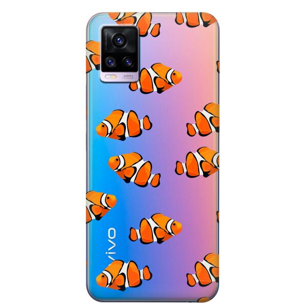 

Прозрачный силиконовый чехол iSwag для Vivo V20 с рисунком - Рыбки (KS8341)