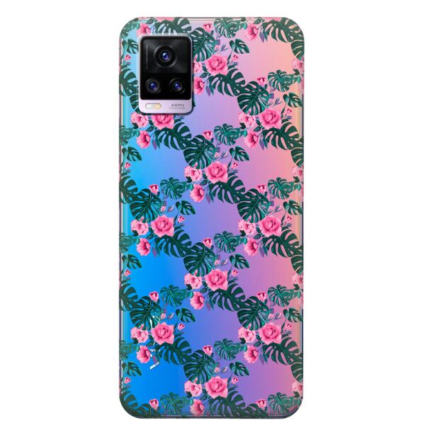 

Прозрачный силиконовый чехол iSwag для Vivo V20 с рисунком - Цветочная лиана (KS8343)