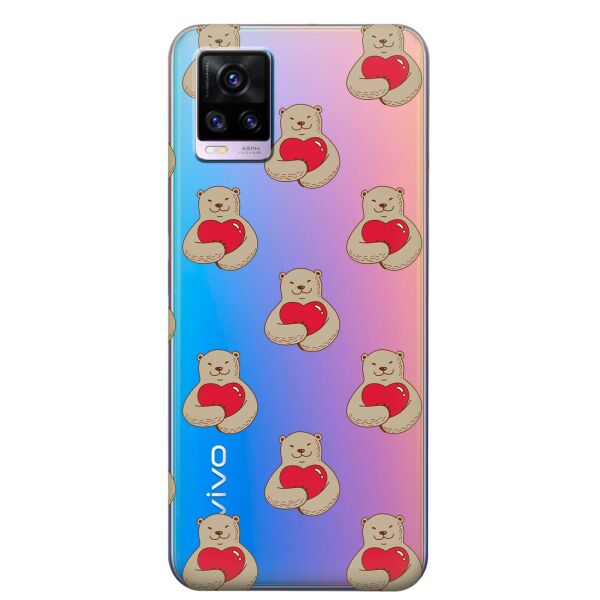 

Прозрачный силиконовый чехол iSwag для Vivo V20 с рисунком - Влюбленные медведи (KS8348)
