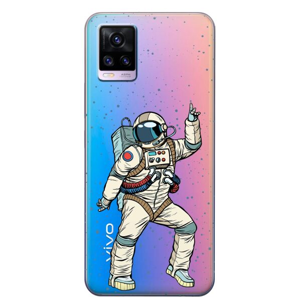 

Прозрачный силиконовый чехол iSwag для Vivo V20 с рисунком - Веселый космонавт (KS8352)