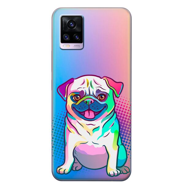 

Прозрачный силиконовый чехол iSwag для Vivo V20 с рисунком - Мопс (KS8360)