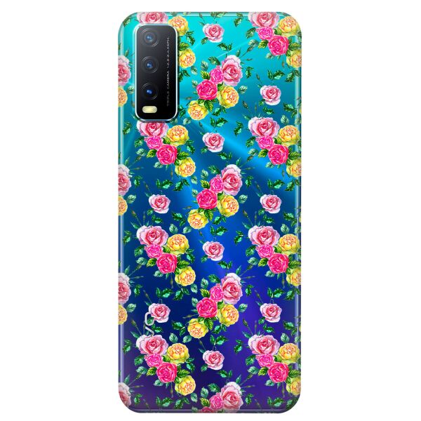 

Прозрачный силиконовый чехол iSwag для Vivo Y20 с рисунком - Розы (KS8451)