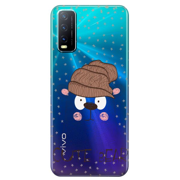 

Прозрачный силиконовый чехол iSwag для Vivo Y20 с рисунком - Медведь (KS8459)