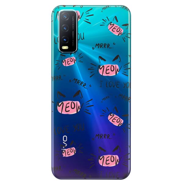 

Прозрачный силиконовый чехол iSwag для Vivo Y20 с рисунком - Кошачьи мордочки (KS8461)