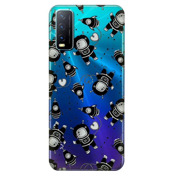 

Прозрачный силиконовый чехол iSwag для Vivo Y20 с рисунком - Космонавты (KS8469)