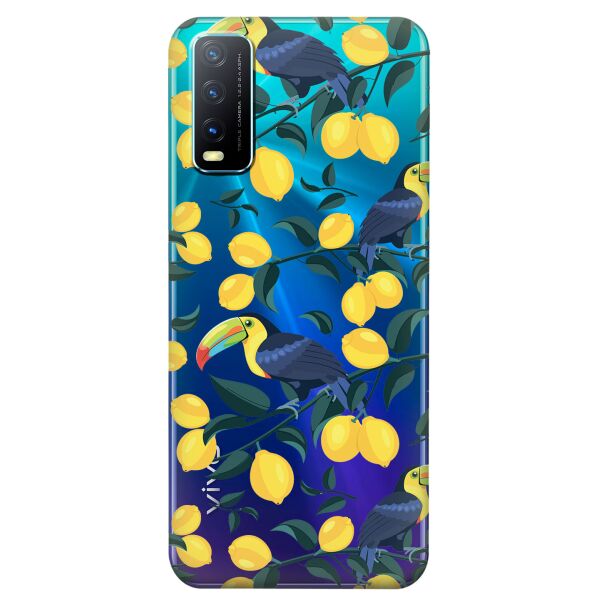 

Прозрачный силиконовый чехол iSwag для Vivo Y20 с рисунком - Туканы и лимоны (KS8485)