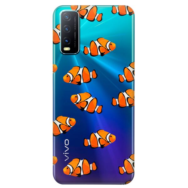 

Прозрачный силиконовый чехол iSwag для Vivo Y20 с рисунком - Рыбки (KS8491)