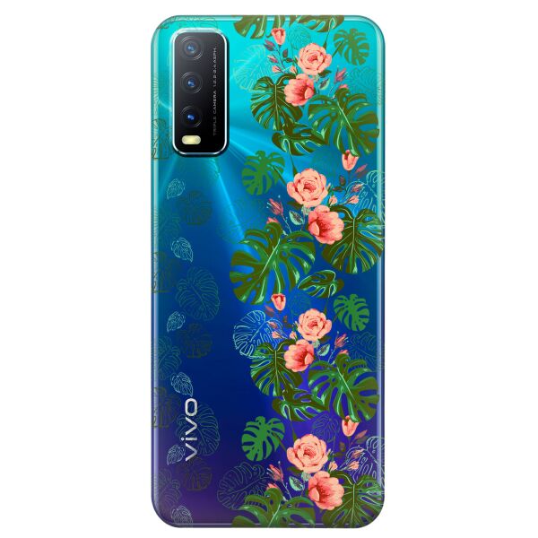 

Прозрачный силиконовый чехол iSwag для Vivo Y20 с рисунком - Тропические листья (KS8494)