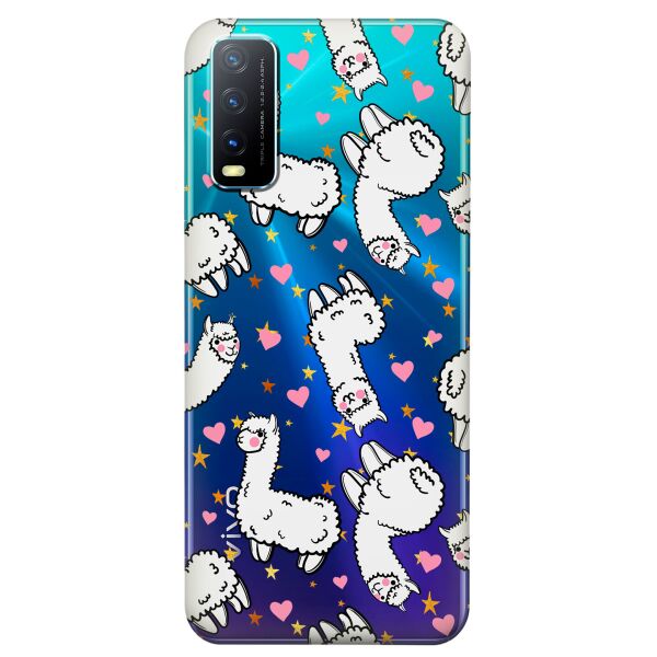 

Прозрачный силиконовый чехол iSwag для Vivo Y20 с рисунком - Ламы (KS8497)