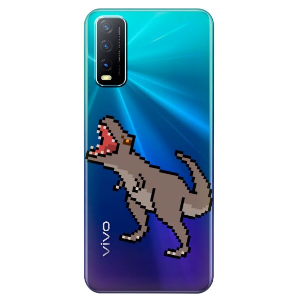 

Прозрачный силиконовый чехол iSwag для Vivo Y20 с рисунком - Пиксельный динозавр (KS8500)