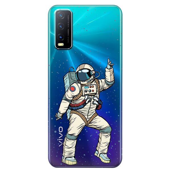 

Прозрачный силиконовый чехол iSwag для Vivo Y20 с рисунком - Веселый космонавт (KS8502)