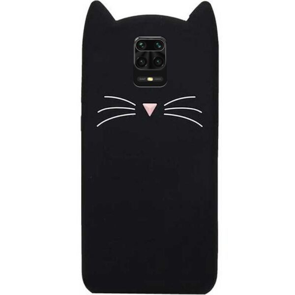 

Противоударный Защитный Силиконовый Чехол - Накладка Epik 3D Cat для Xiaomi Redmi Note 9s / Note 9 Pro / Note 9 Pro Max с Кошачьими Ушками / Матовый / Черный