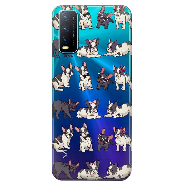 

Прозрачный силиконовый чехол iSwag для Vivo Y20 с рисунком - Маленькие бульдоги (KS8508)