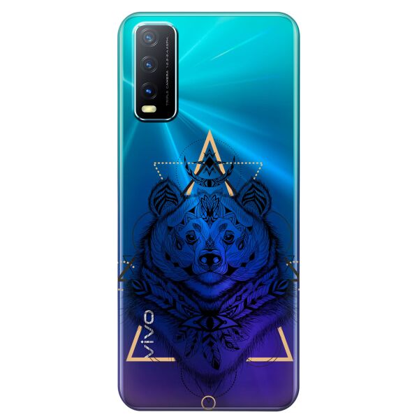 

Прозрачный силиконовый чехол iSwag для Vivo Y20 с рисунком - Медведь индеец (KS8509)