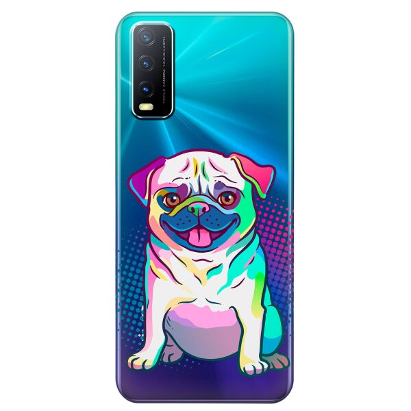 

Прозрачный силиконовый чехол iSwag для Vivo Y20 с рисунком - Мопс (KS8510)
