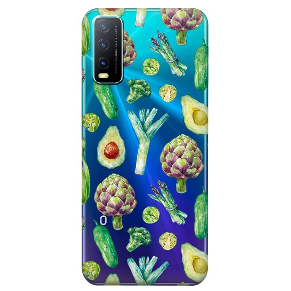 

Прозрачный силиконовый чехол iSwag для Vivo Y20 с рисунком - Полезная еда (KS8511)