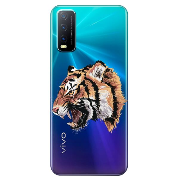 

Прозрачный силиконовый чехол iSwag для Vivo Y20 с рисунком - Тигр (KS8513)