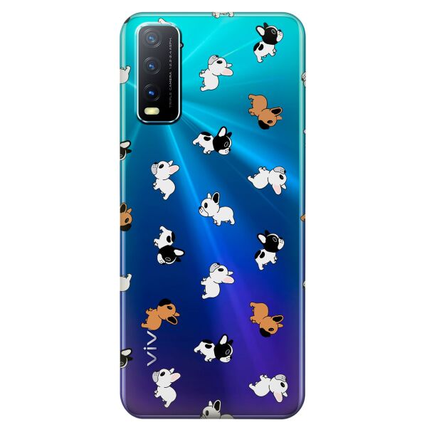

Прозрачный силиконовый чехол iSwag для Vivo Y20 с рисунком - Французские бульдоги (KS8514)