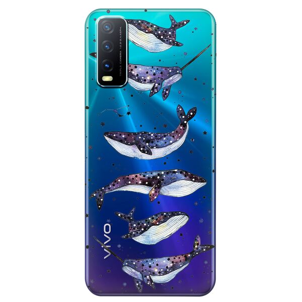 

Прозрачный силиконовый чехол iSwag для Vivo Y20 с рисунком - Киты Единороги (KS8519)