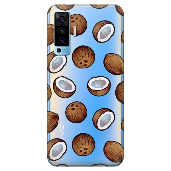 

Прозрачный силиконовый чехол iSwag для Vivo X50 с рисунком - Кокосы (KS8539)